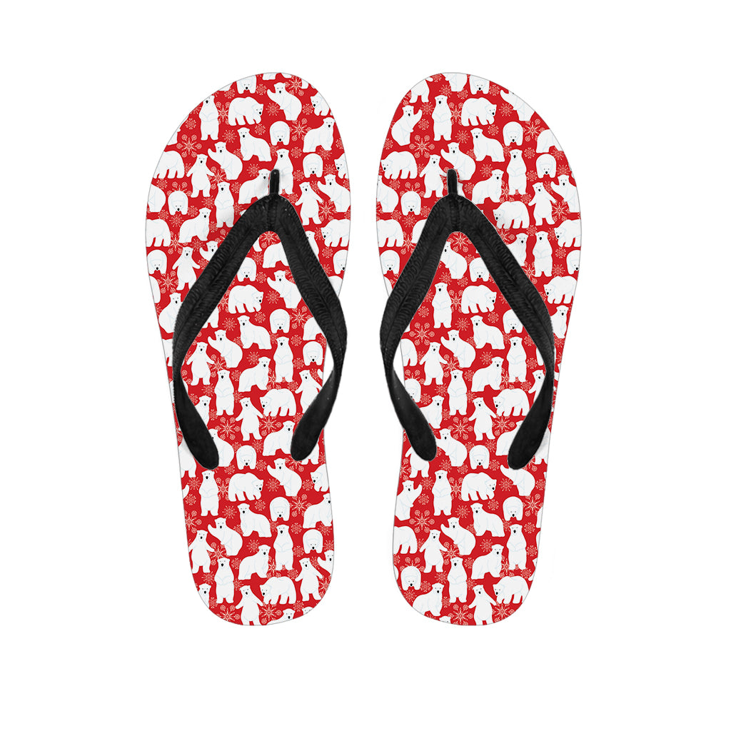 Polar Bear And Snowflake Pattern Print Flip Flops