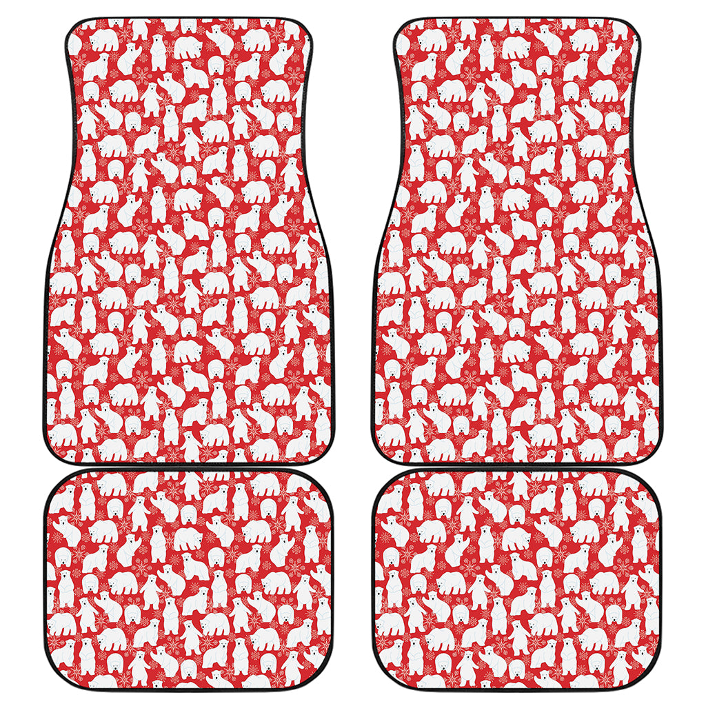 Polar Bear And Snowflake Pattern Print Front and Back Car Floor Mats