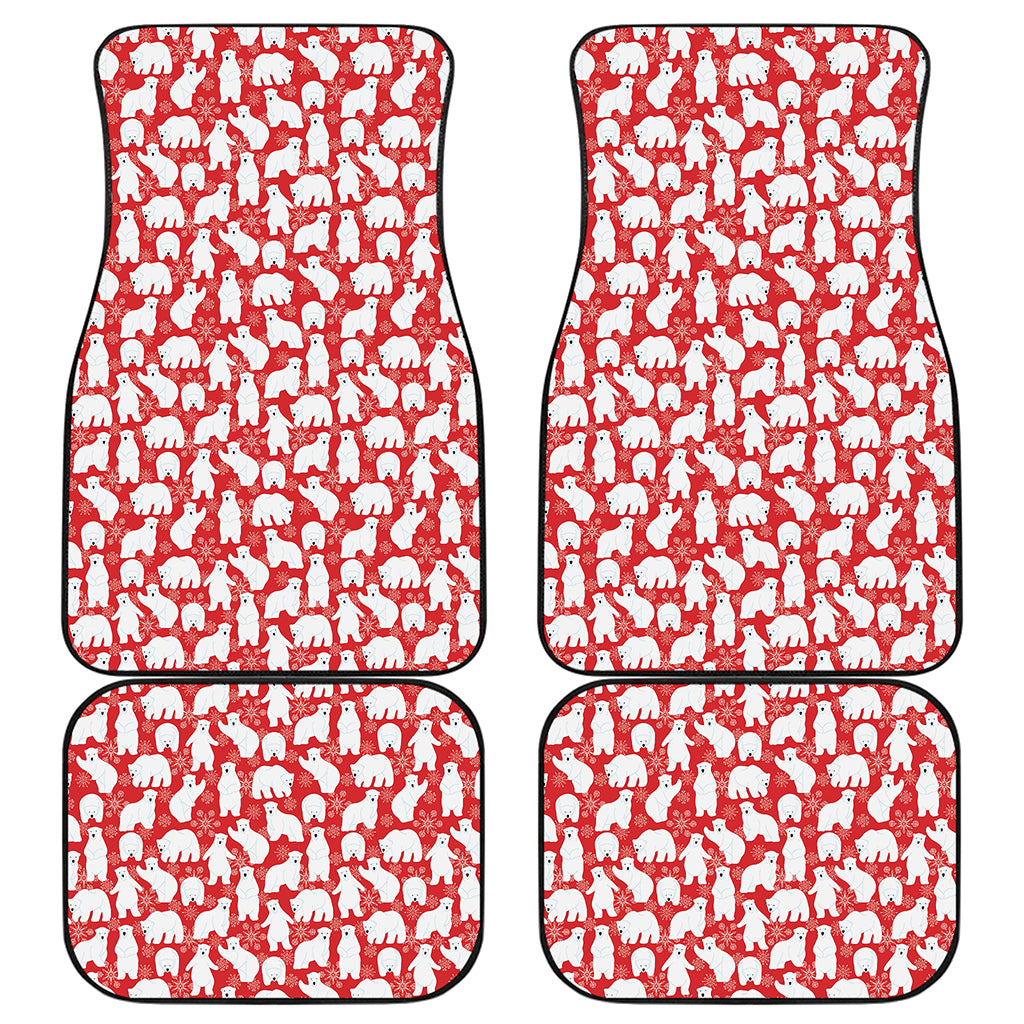 Polar Bear And Snowflake Pattern Print Front and Back Car Floor Mats