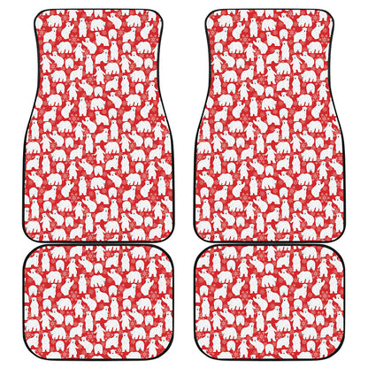 Polar Bear And Snowflake Pattern Print Front and Back Car Floor Mats