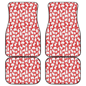 Polar Bear And Snowflake Pattern Print Front and Back Car Floor Mats