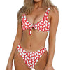 Polar Bear And Snowflake Pattern Print Front Bow Tie Bikini