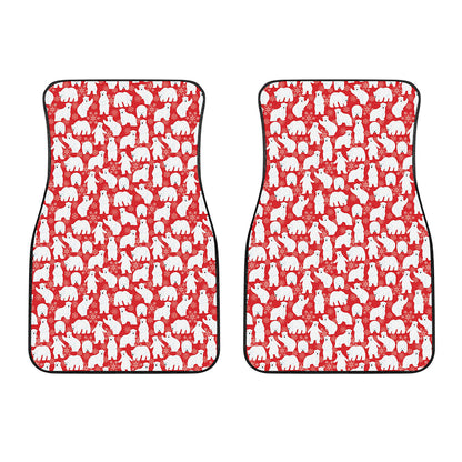 Polar Bear And Snowflake Pattern Print Front Car Floor Mats
