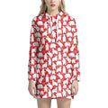 Polar Bear And Snowflake Pattern Print Pullover Hoodie Dress