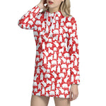 Polar Bear And Snowflake Pattern Print Hoodie Dress