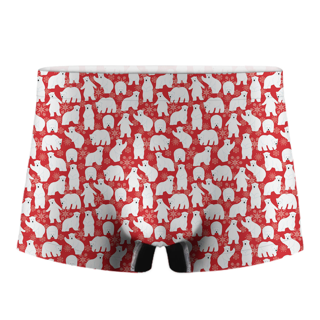 Polar Bear And Snowflake Pattern Print Men's Boxer Briefs