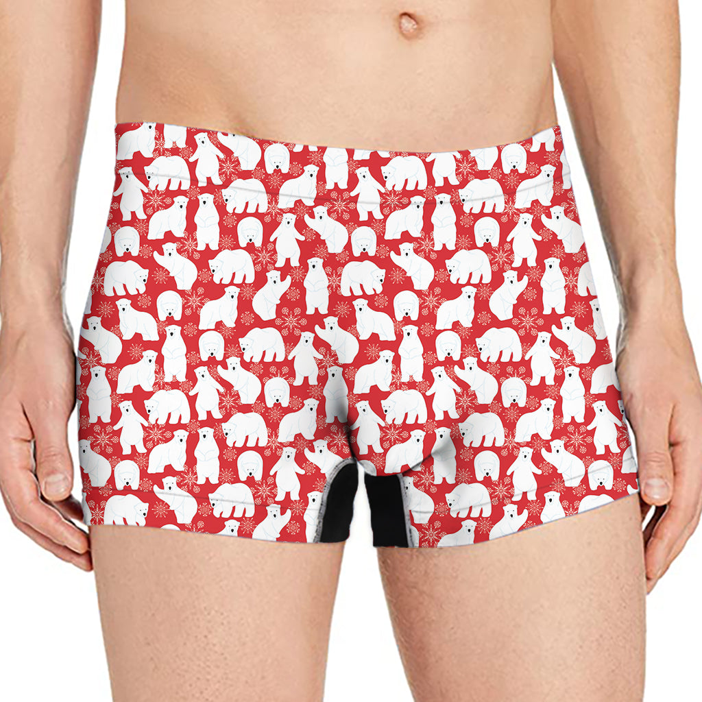 Polar Bear And Snowflake Pattern Print Men's Boxer Briefs