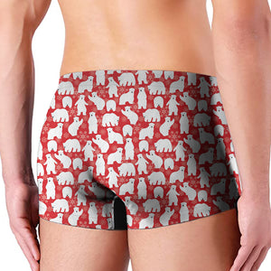 Polar Bear And Snowflake Pattern Print Men's Boxer Briefs