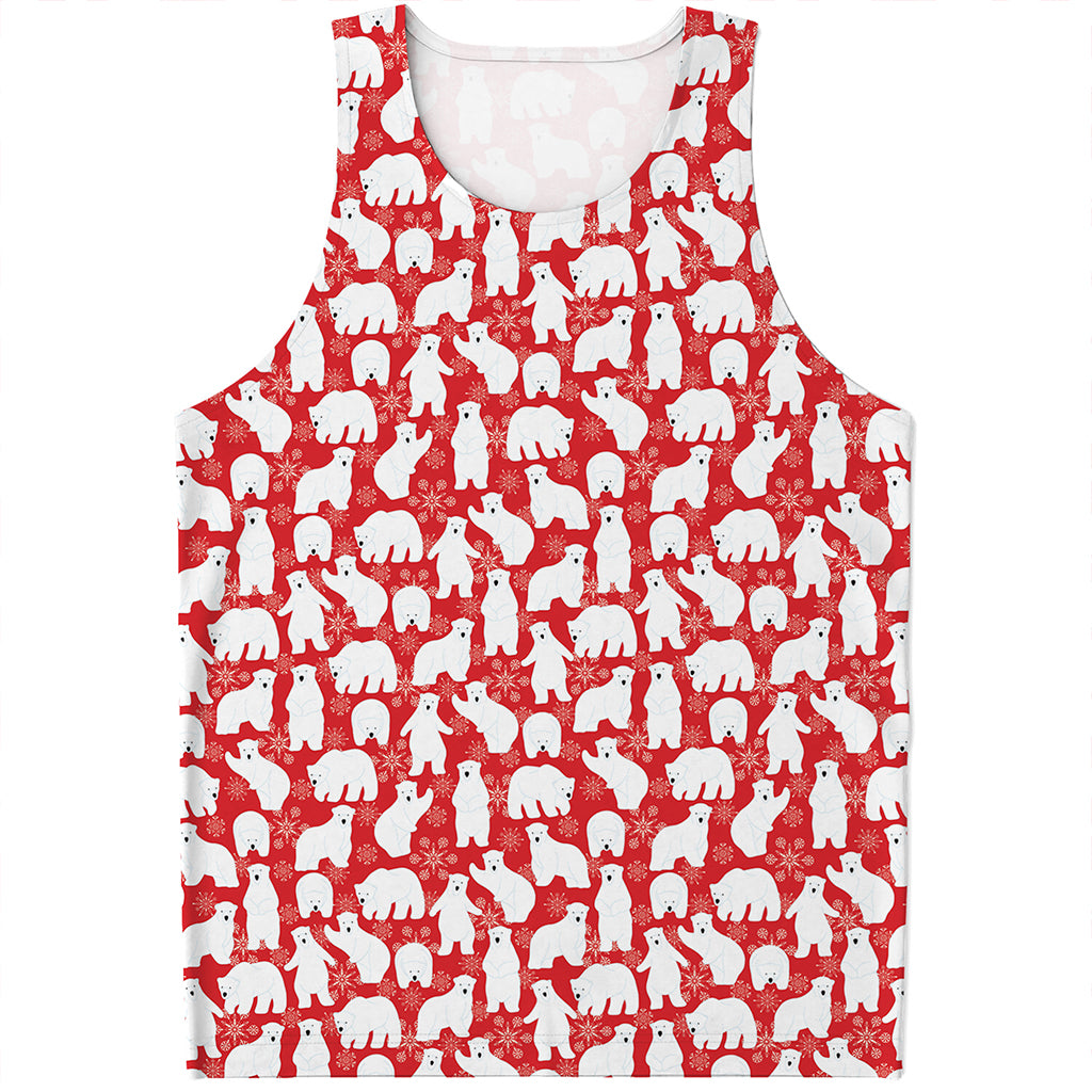 Polar Bear And Snowflake Pattern Print Men's Tank Top
