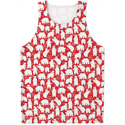 Polar Bear And Snowflake Pattern Print Men's Tank Top
