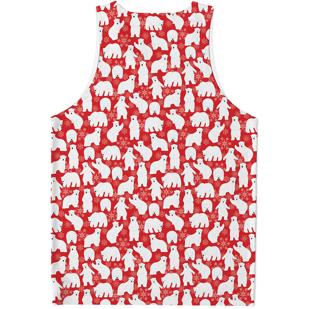 Polar Bear And Snowflake Pattern Print Men's Tank Top