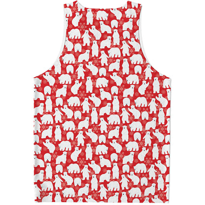 Polar Bear And Snowflake Pattern Print Men's Tank Top