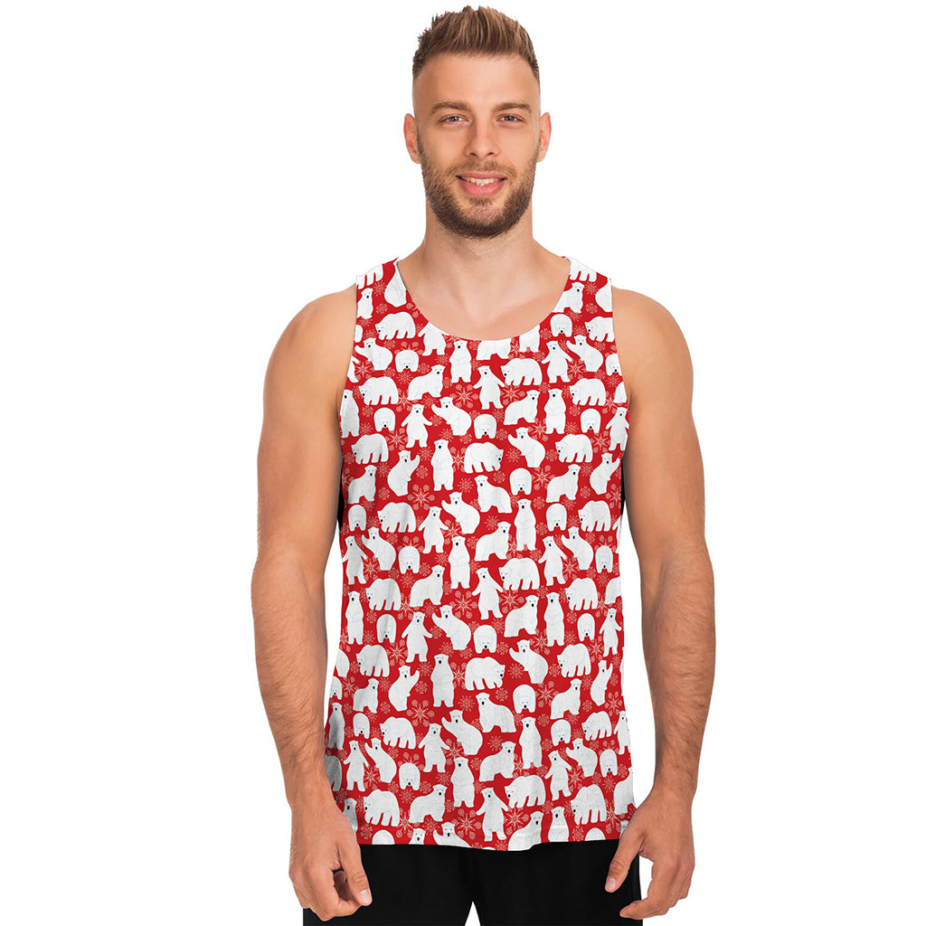 Polar Bear And Snowflake Pattern Print Men's Tank Top