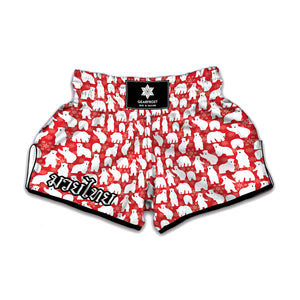 Polar Bear And Snowflake Pattern Print Muay Thai Boxing Shorts