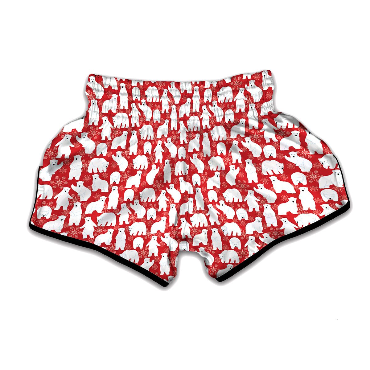 Polar Bear And Snowflake Pattern Print Muay Thai Boxing Shorts