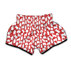 Polar Bear And Snowflake Pattern Print Muay Thai Boxing Shorts