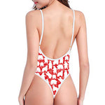 Polar Bear And Snowflake Pattern Print One Piece High Cut Swimsuit