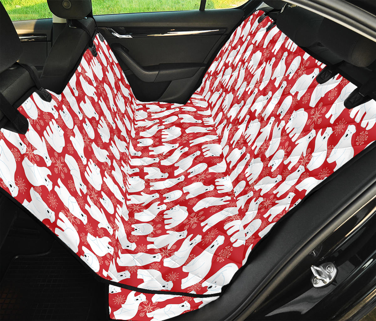 Polar Bear And Snowflake Pattern Print Pet Car Back Seat Cover