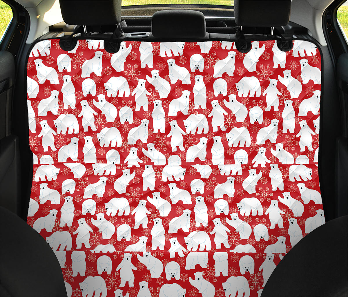 Polar Bear And Snowflake Pattern Print Pet Car Back Seat Cover