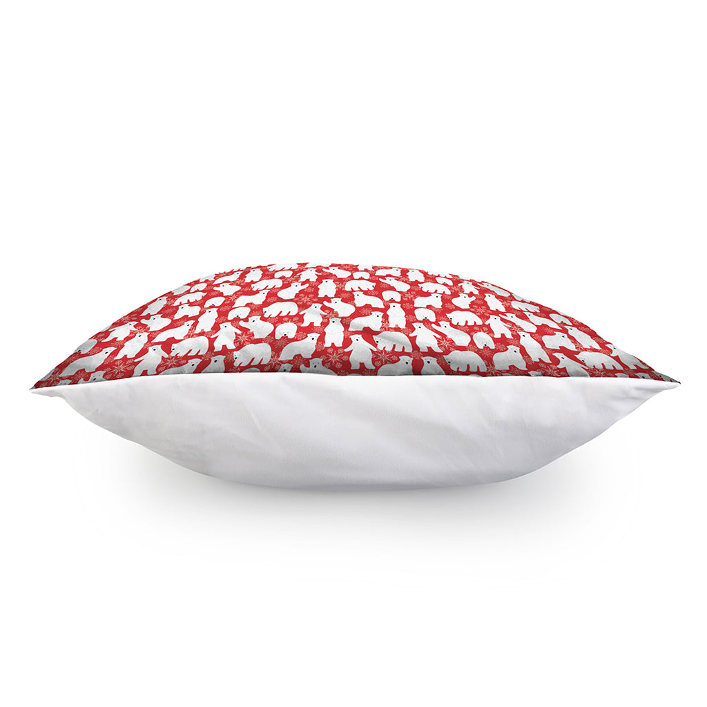 Polar Bear And Snowflake Pattern Print Pillow Cover