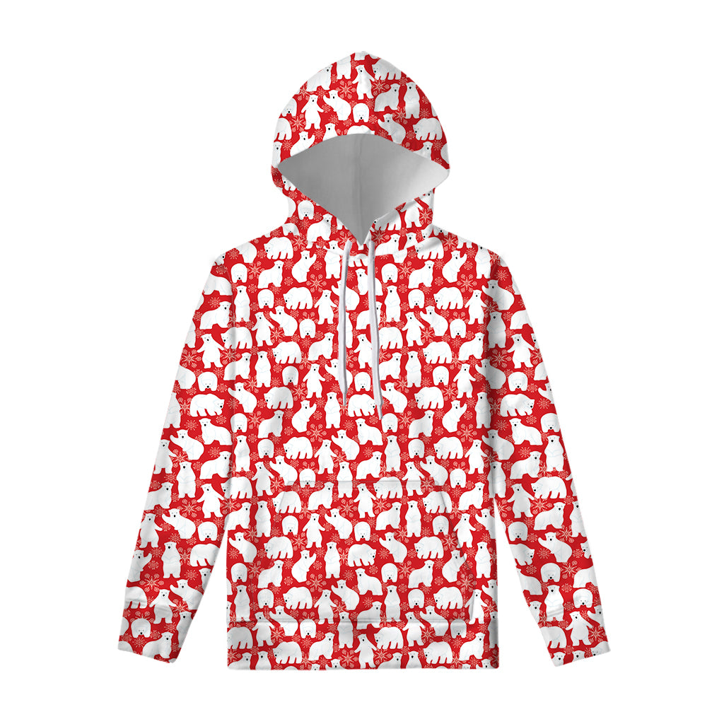 Polar Bear And Snowflake Pattern Print Pullover Hoodie