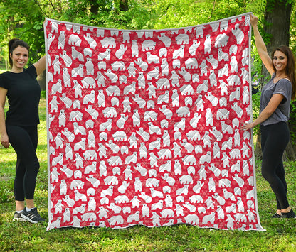 Polar Bear And Snowflake Pattern Print Quilt