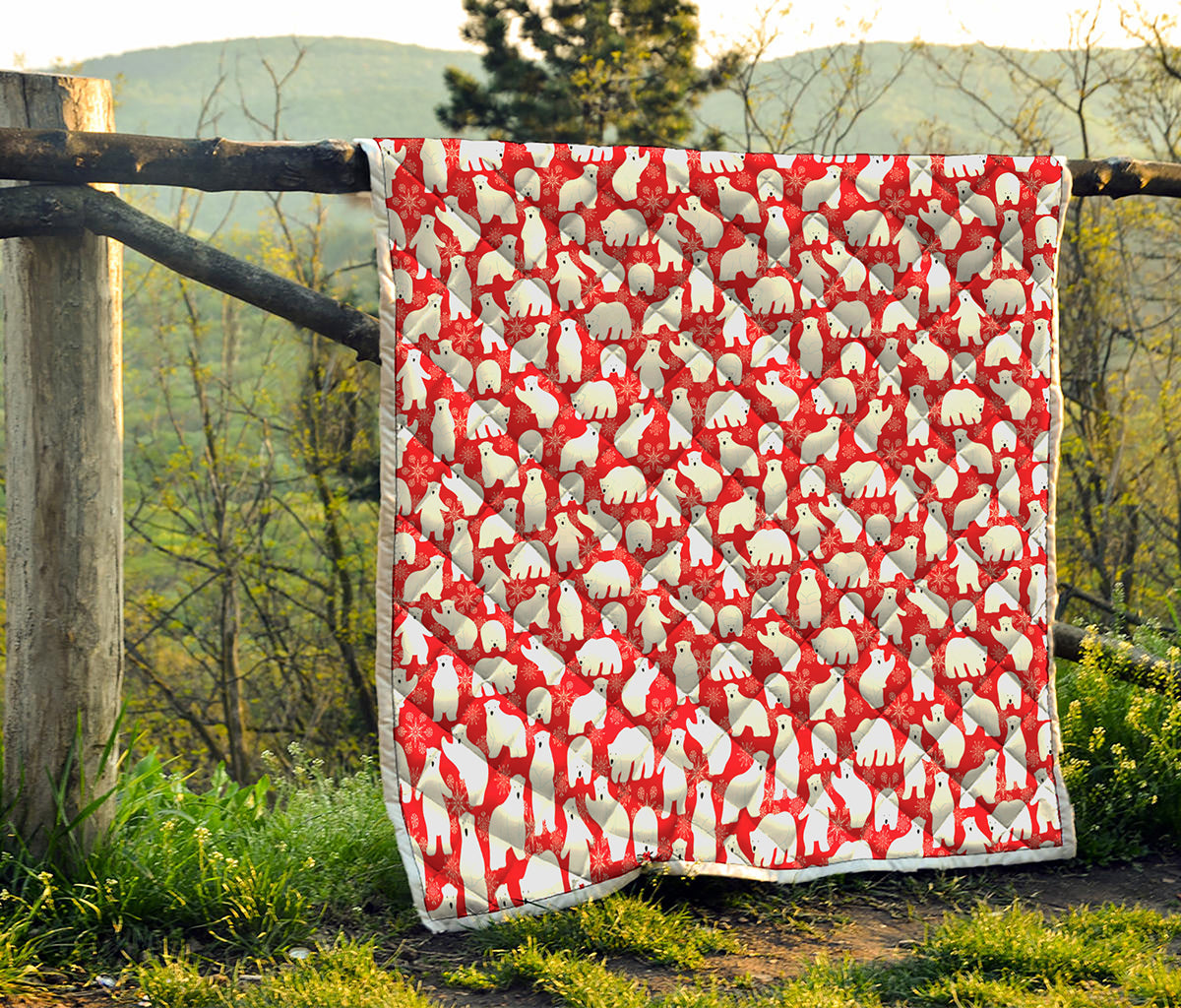 Polar Bear And Snowflake Pattern Print Quilt