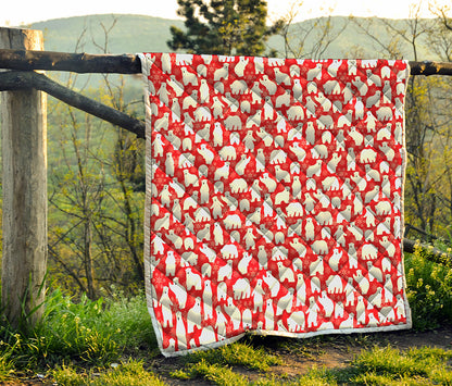 Polar Bear And Snowflake Pattern Print Quilt