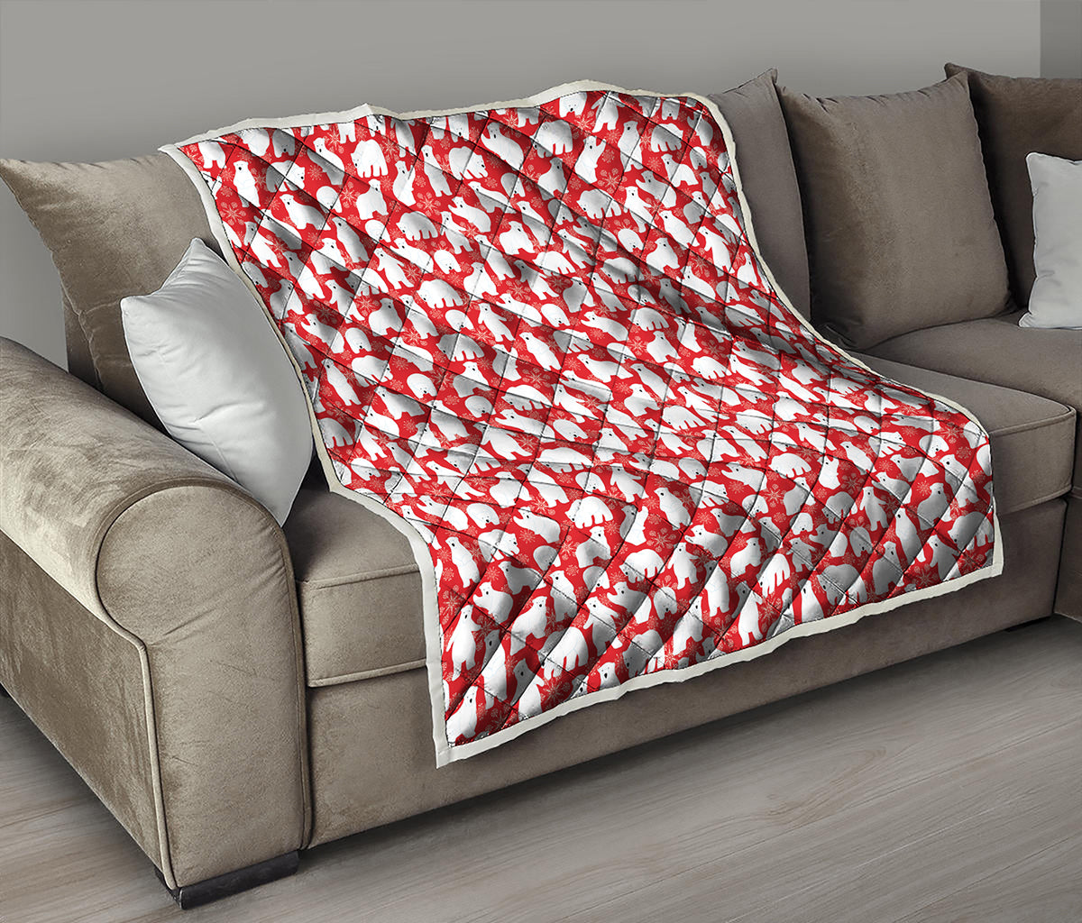 Polar Bear And Snowflake Pattern Print Quilt