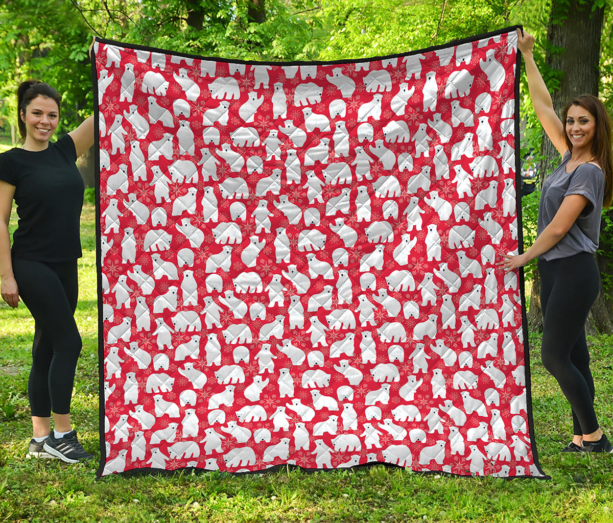 Polar Bear And Snowflake Pattern Print Quilt
