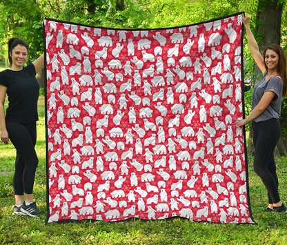 Polar Bear And Snowflake Pattern Print Quilt