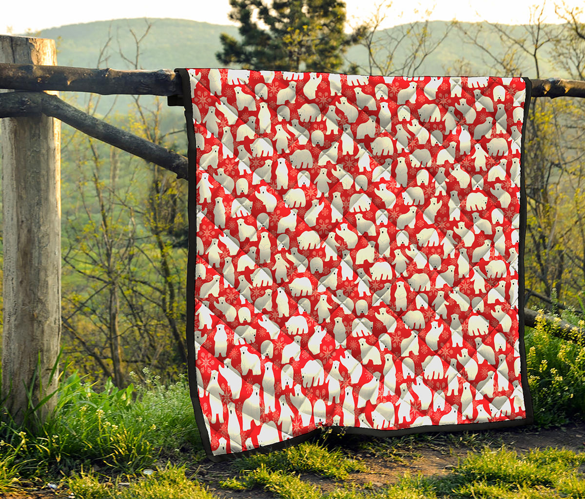 Polar Bear And Snowflake Pattern Print Quilt