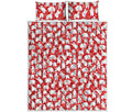 Polar Bear And Snowflake Pattern Print Quilt Bed Set