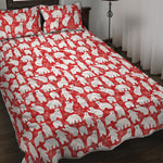 Polar Bear And Snowflake Pattern Print Quilt Bed Set