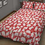 Polar Bear And Snowflake Pattern Print Quilt Bed Set