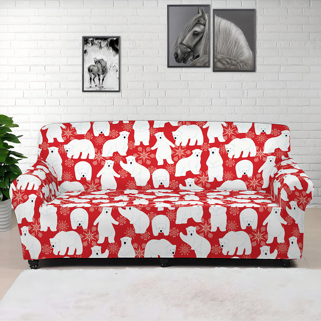 Polar Bear And Snowflake Pattern Print Sofa Cover