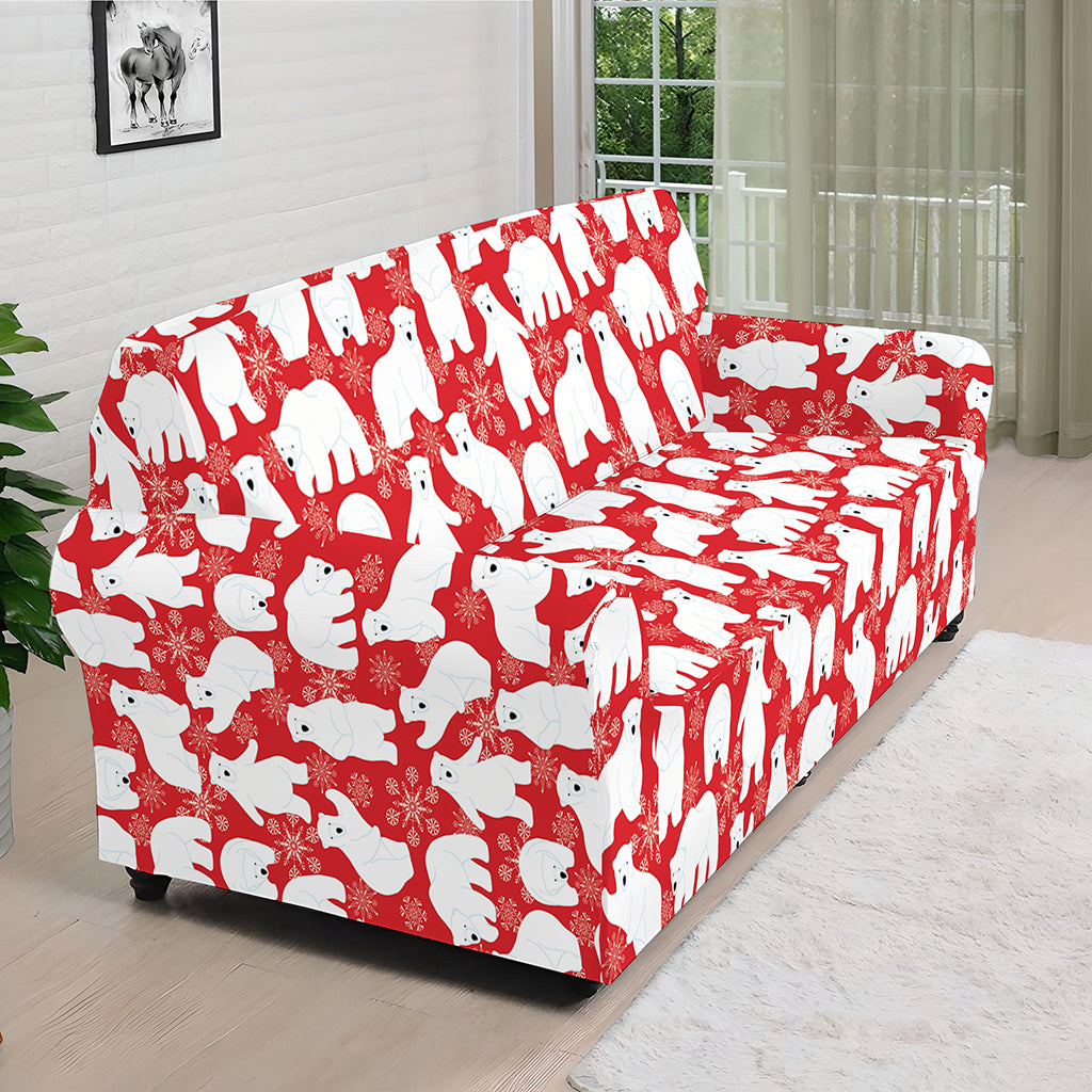 Polar Bear And Snowflake Pattern Print Sofa Cover