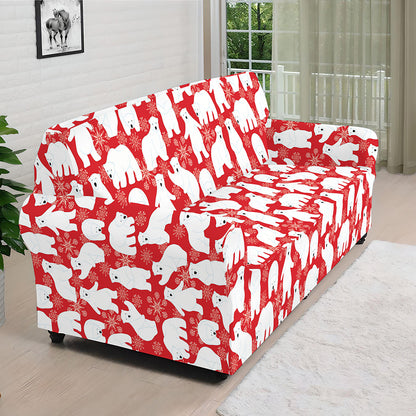 Polar Bear And Snowflake Pattern Print Sofa Cover