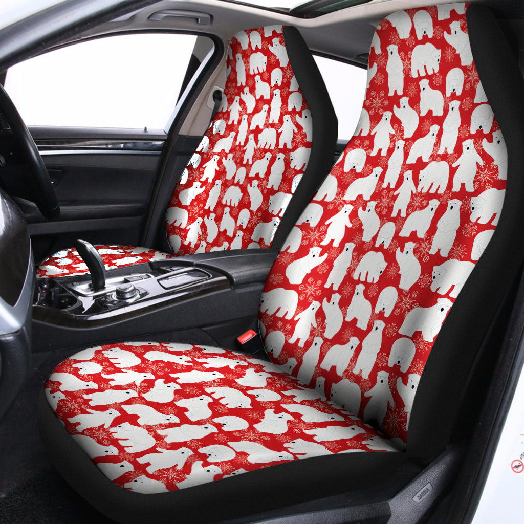 Polar Bear And Snowflake Pattern Print Universal Fit Car Seat Covers