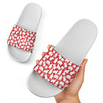 Polar Bear And Snowflake Pattern Print White Slide Sandals