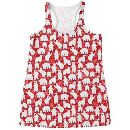 Polar Bear And Snowflake Pattern Print Women's Racerback Tank Top