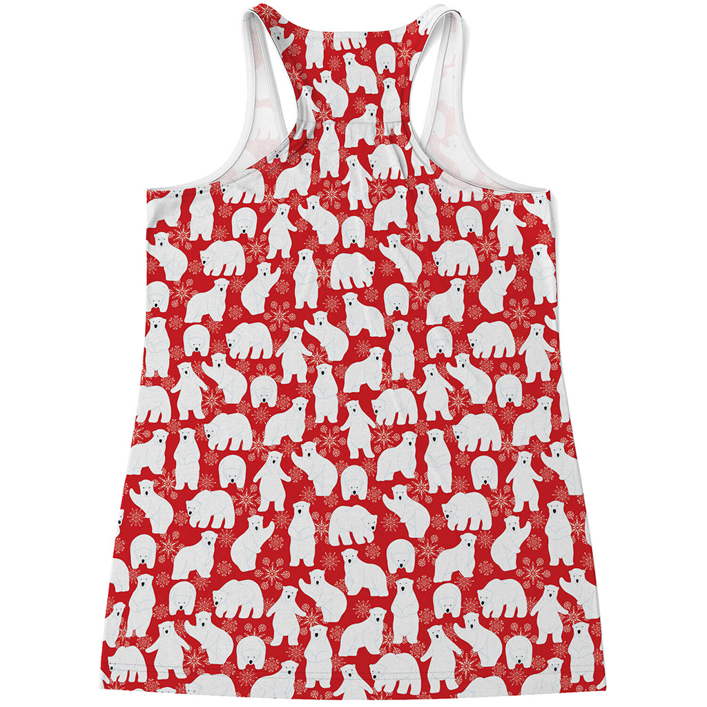 Polar Bear And Snowflake Pattern Print Women's Racerback Tank Top