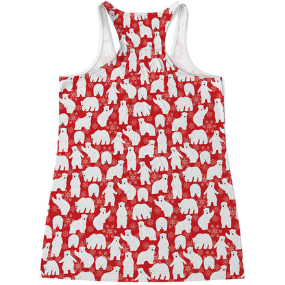 Polar Bear And Snowflake Pattern Print Women's Racerback Tank Top