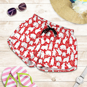 Polar Bear And Snowflake Pattern Print Women's Shorts