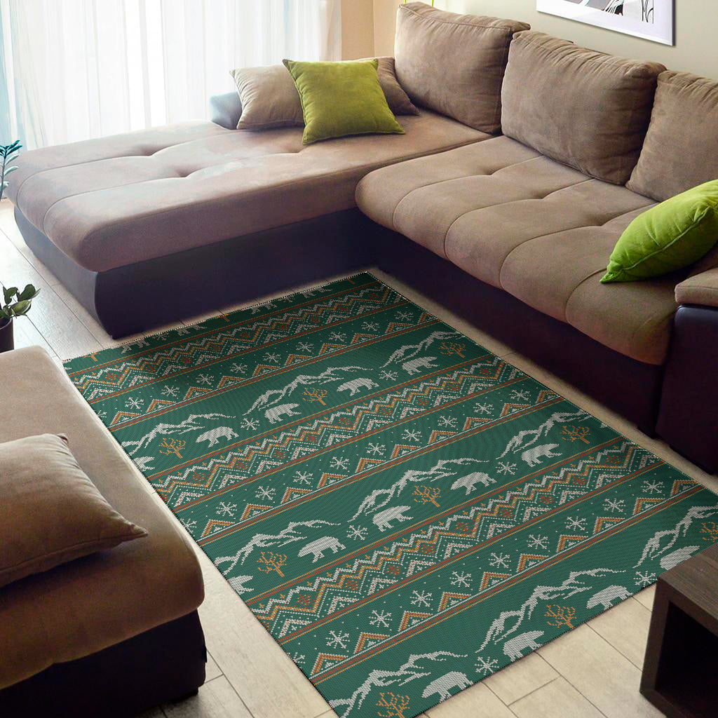 Polar Bear Knitted Pattern Print Area Rug