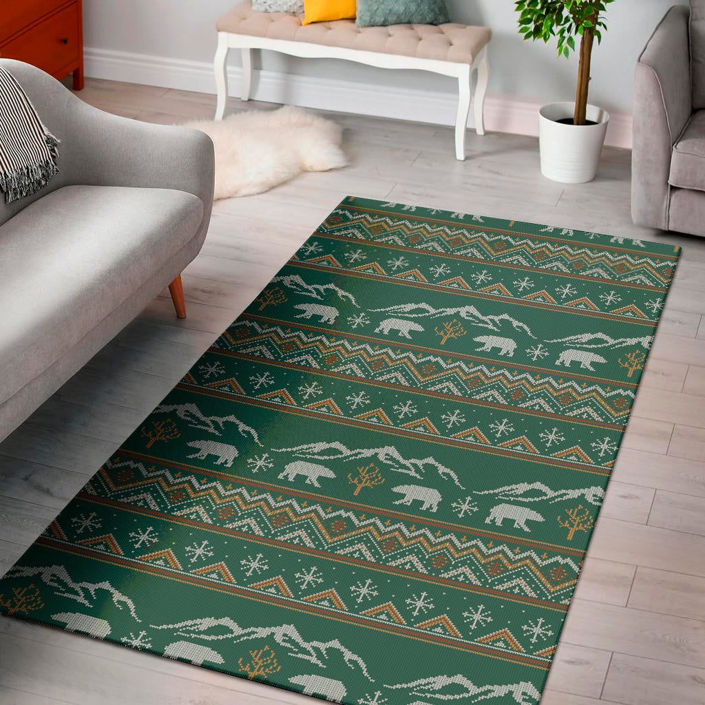 Polar Bear Knitted Pattern Print Area Rug