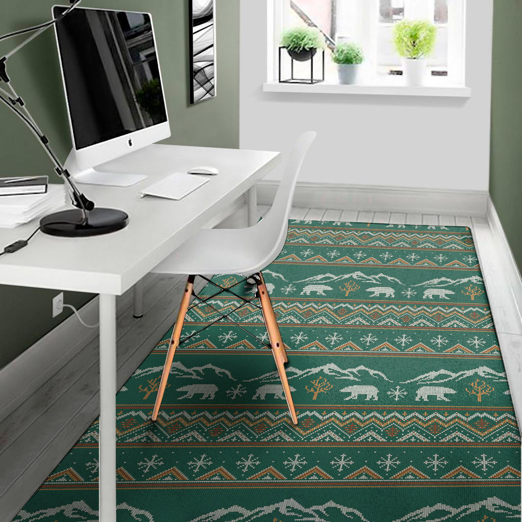 Polar Bear Knitted Pattern Print Area Rug