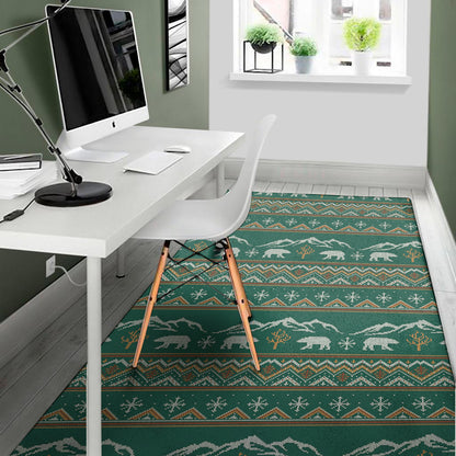 Polar Bear Knitted Pattern Print Area Rug