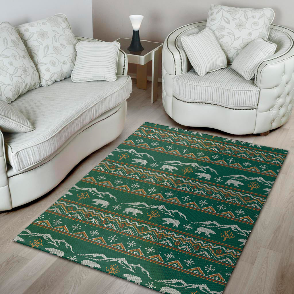 Polar Bear Knitted Pattern Print Area Rug