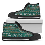 Polar Bear Knitted Pattern Print Black High Top Shoes